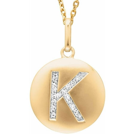 Diamond Accent Yellow Gold-Plated Sterling Silver Round Initial K Disc Pendant