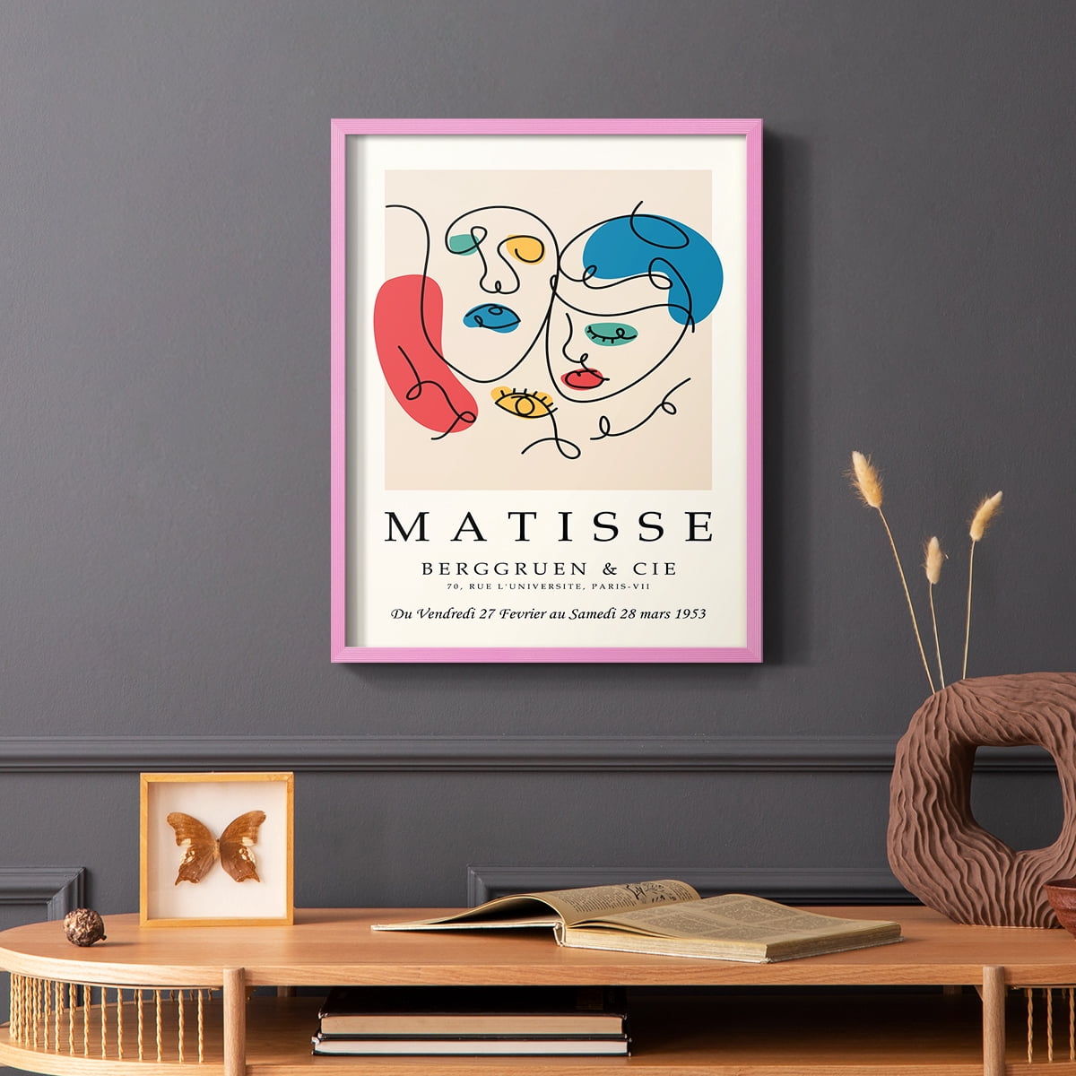 Matisse CCCXXVIII in Pink Solid Wood 22 x 28 Framed Print