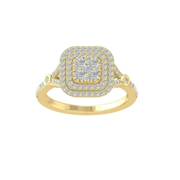 ARAIYA FINE JEWELRY 10K Yellow Gold Round Cluster Lab Grown Diamond Engagement Ring (5/8 cttw, VS Clarity, D-F Color) Size 8.5