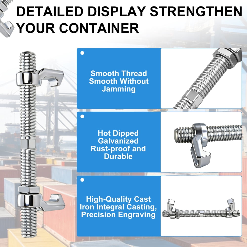 4 Pack Shipping Container Bridge Fitting Clamps - 280 mm Adjustable Galvanized Screw Clamp for Connecting 20/40FT Containers, Sea Harbor & Rail Use, Container Accessories