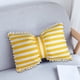 thumbnail image 1 of Almohada lumbar de terciopelo a rayas con lazo desmontable | Cojín decorativo de 50 x 33 cm para sofá, cama y oficina | Funda y relleno extraíbles, 1 of 1