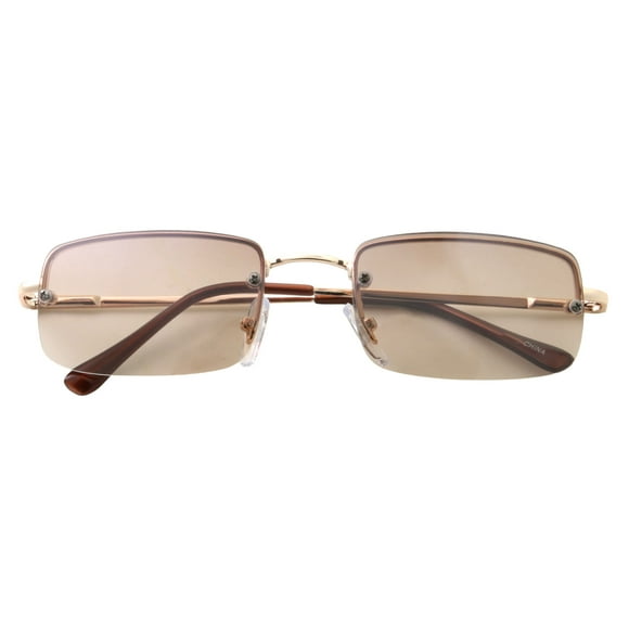 grinderPUNCH Vintage style rimless small Polarized sunglasses Clear Eyewear for Men and Women