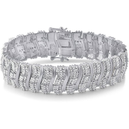 2.00 Carat T.W Diamond Silver Tone Over Brass Fashion Link Fashion Bracelet, 7.5
