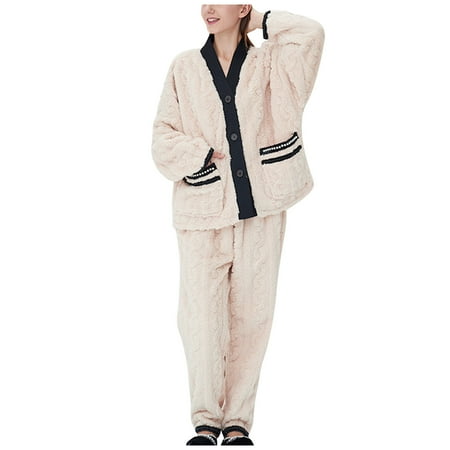 

Men s And Women s Autumn And Winter Flannel Pajamas Pajama Suit Cardigan《ladies tops on clearance》
