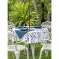 thumbnail image 4 of Outdoor Tablecloth with Umbrella Hole Zipper Blue Leaf Round Tablecloth 60" Waterproof Outside Table Cloth Modern Botanical Foliage Plant Country Flower Patio Table Cover Tablecloths for Picnic Party, 4 of 8