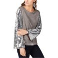 thumbnail image 1 of INC Blusa de manga con lentejuelas para mujer, gris, grande, 1 of 1