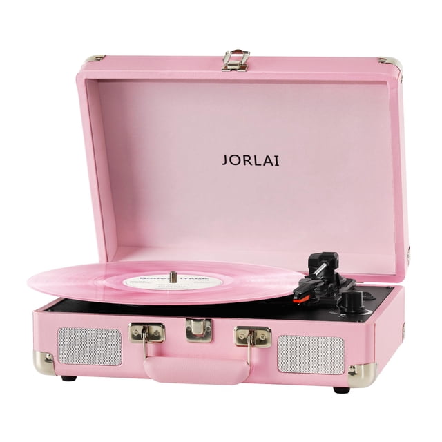 Maleta portátil rosa con Bluetooth Record Player JORLAI