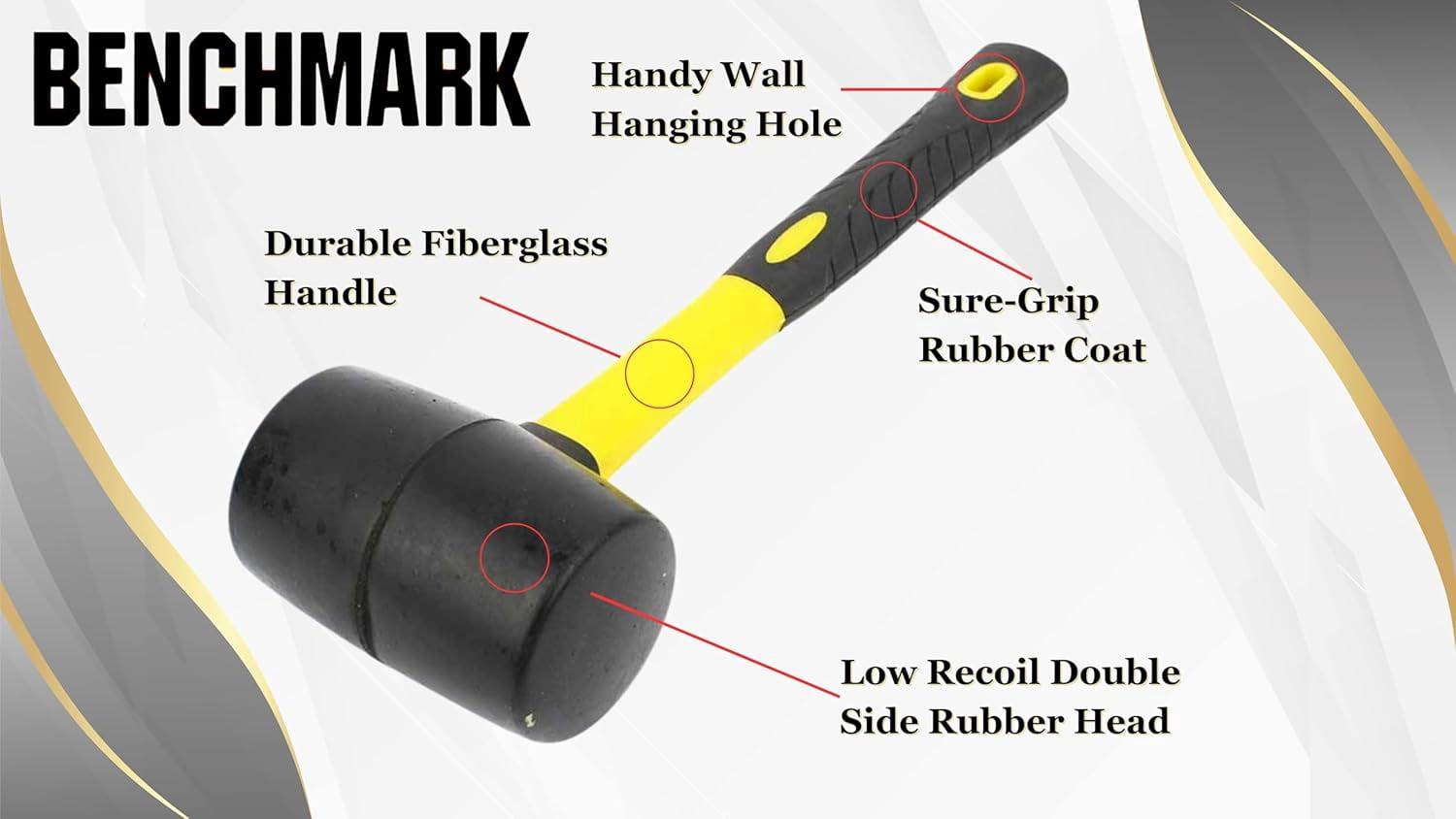 - Rubber Mallet Set 3 Sizes (8 oz, 16 32 oz) Durable Low Recoil Heads with Sure Grip Fibergla Handles
