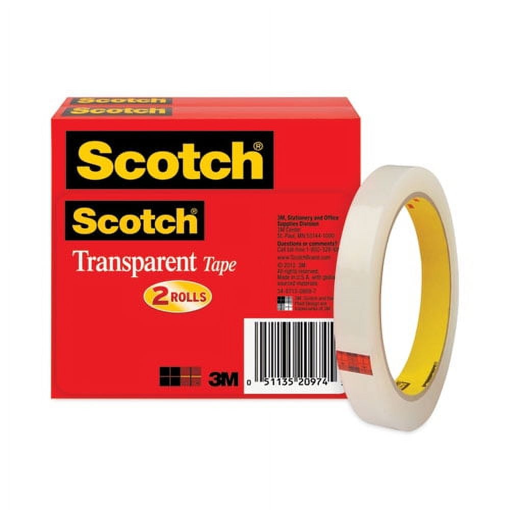 Transparent Tape, 3" Core, 0.5" X 72 Yds, Transparent, 2/pack | Bundle of 10 Packs