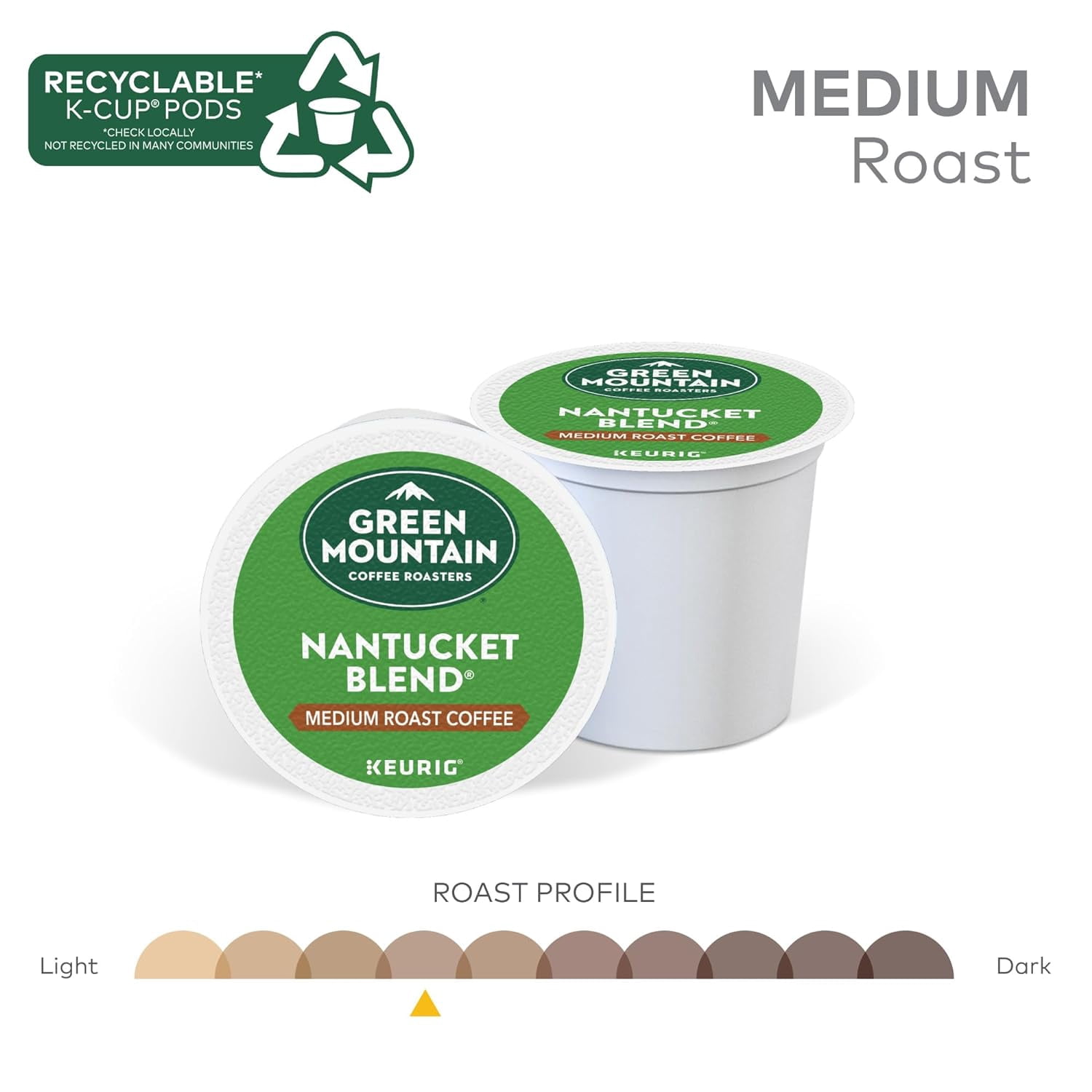 Green Mountain Coffee Roasters Nantucket Blend Keurig Single-Serve K-Cup Pods, Medium Roast Coffee, 96 Count (4 Packs of 24)