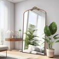 thumbnail image 4 of Oufan 36x66" Full Length Mirror, Ornate Metal Mirror, Arched Dressing Mirror with Carved Floral Wreath, Vintage Large Floor Mirror for Dressing Room, 4 of 10