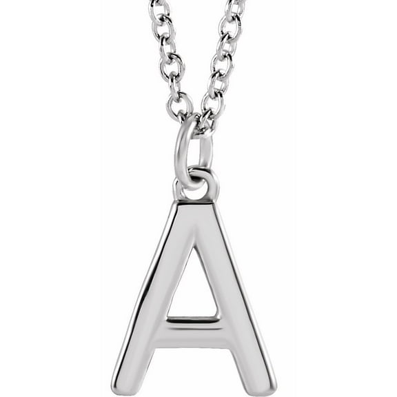 Precious Stars Unisex 14K White Gold Initial A Dangle Necklace