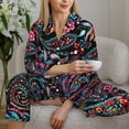 thumbnail image 6 of Lsque Paisley Pattern Long Sleeve Pajama Set for Women - Soft 2-Piece Sleepwear and Loungewear Set with Pockets, Comfy Nightwear-X-Large, 6 of 7