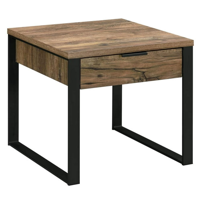 Acme Furniture Table d'Appoint Aflo, Finition Chêne Vieilli et Noir