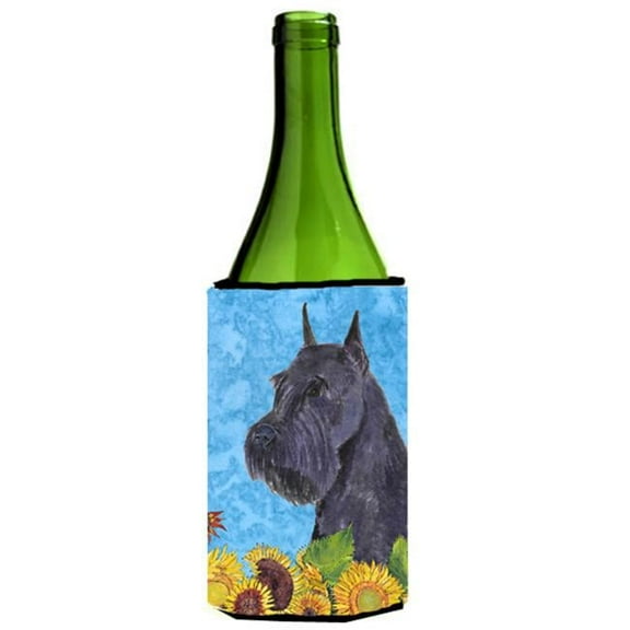 Schnauzer In Summer Flowers Wine bottle sleeve Hugger - 24 oz.
