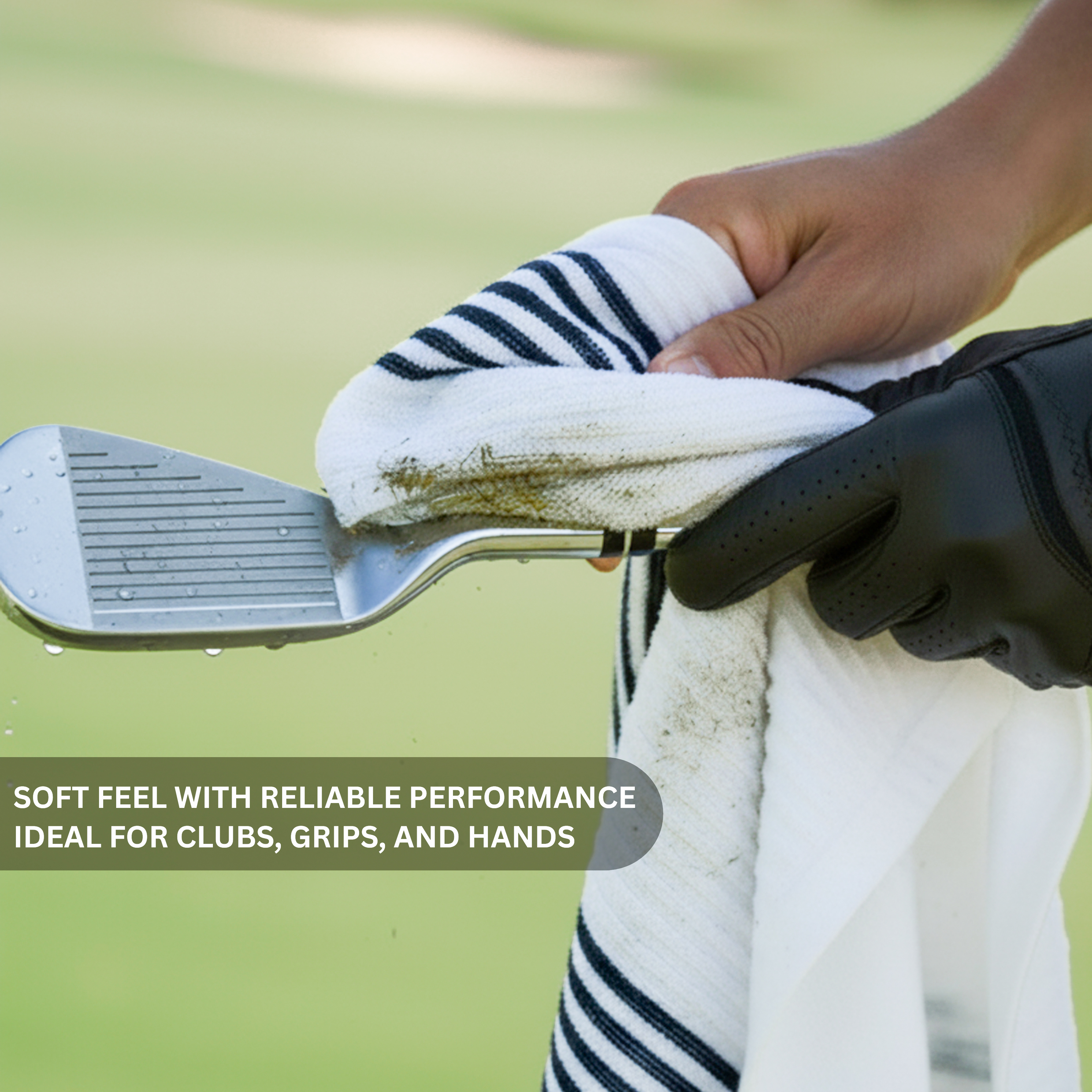 Athletic Works Golf Caddy Towel with Clip, White/Blue Stripe photo 5