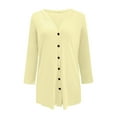 thumbnail image 3 of CAICJ98 Womens Cardigan Women's Long Sleeve Open Front Hoodie Knit Sweater Cardigan Outwear Yellow,M, 3 of 5