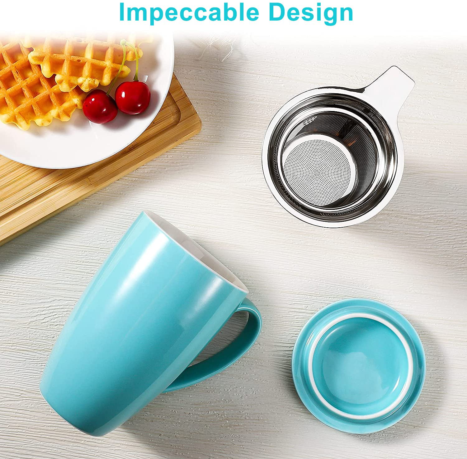 Glass Tea Cup with Infuser & Lid (16 oz) Loose leaf Tea Infuser I Scratch  Resistant, Microwave Safe Tea Steeper