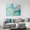 thumbnail image 2 of Marble Abstract Canvas Print Wall Art, Modern Teal Green Gold Textured Stone Wall Decor Modern Artwork Paintings Pictures for Living Room Framed and Stretched Ready to Hang, 12" x 16", 2 of 9
