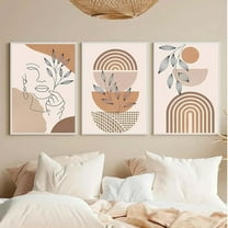 Boho Wall Art Canvas Poster Decor Mid Century Modern People Leaves Geometric Decor, Aesthetic Minimalist Line Art Canvas Paintings Print Home Living Room Decoration