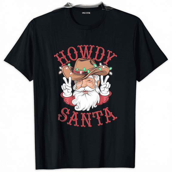 Western Cowboy Christmas Howdy Santa Groovy Xmas T Shirt