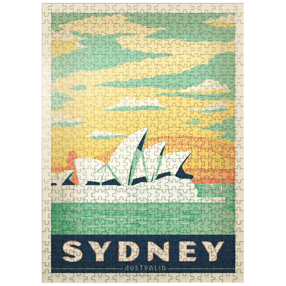 MyPuzzle - Australia: Sydney Harbor, Vintage Poster - Premium 500 Piece Jigsaw Puzzle for Adults