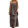 thumbnail image 6 of ZHOGXU Summer Dresses For Women Sleeveless Spaghetti Strap Leopard Print Backless Comfortable Loose Fit Dress For Casual Daily Wear,Brown,L, 6 of 7