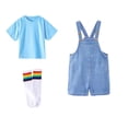 thumbnail image 2 of LRen Overalls for Girls Size 10-12 Summer Denim Shortsalls+ Solid Color Top+Socks 3Piece Set Loose Fit Cotton Daily Wear Stretchy Denim Rompers With Pockets, 2 of 5