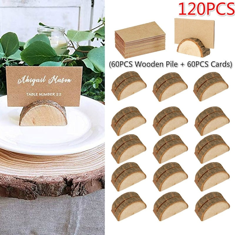 60pcs Wooden Table Name Card Holders For Wedding Center pieces Kiln Dried 