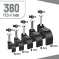 thumbnail image 3 of Bates- Cable Clips with Steel Nails, 360 pcs, Black, 4mm 5mm 6mm 8mm 10mm, Cord Clips for Wires on Wall, 3 of 10