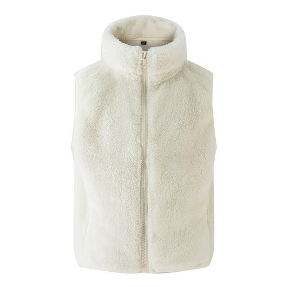 Nrmvnmi Fashion Girls' Boys Sherpa Fleece Vest Outwear Lightweight Solid Color Stand Collar Sleevelss Cute Zipper Jacket Warm Casual Comfortable Clothings For Wearing Outside In Winter
