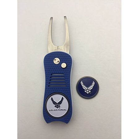 Jc Golf Accessories - Air Force Switchblade Golf Divot Tool, Royal, BONUS Marker, NEW
