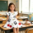 thumbnail image 2 of FUZHIQ Toddler Girls Back to School Print Dresses Ruffle Sleeve A-Line Flared Dress for School Daily Outfits,10-12 Years, 2 of 6