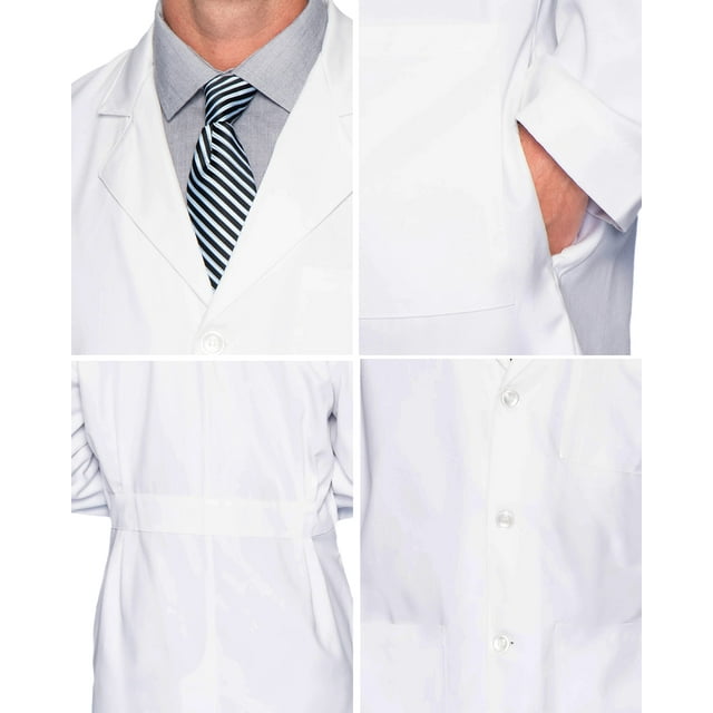 Landau 5 Pocket Lab Coat Men's - Classic Relaxed Fit, 4 Button, Notch Neck, Full Length 3124