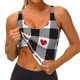 thumbnail image 3 of Balery Heart Black Buffalo Plaid Gingham Sujetadores deportivos con espalda cruzada para mujer, acolchados, sin costuras, de alto impacto, ideales para yoga, gimnasio, entrenamiento y fitness.-, 3 of 8