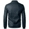 thumbnail image 6 of Fnooota Men's Leather Jackets, Waterproof Stand-up Collar Full Zip Casual Motorcycle Jacket Blue Size 2XL, 6 of 8
