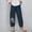 Navy, variant on Lilgiuy Women's Fashion High Waist Straight Tube Petal Trouser Hem Print Cotton Hemp Versatile Casual Pants Lightweight Versatile Going Out Pants