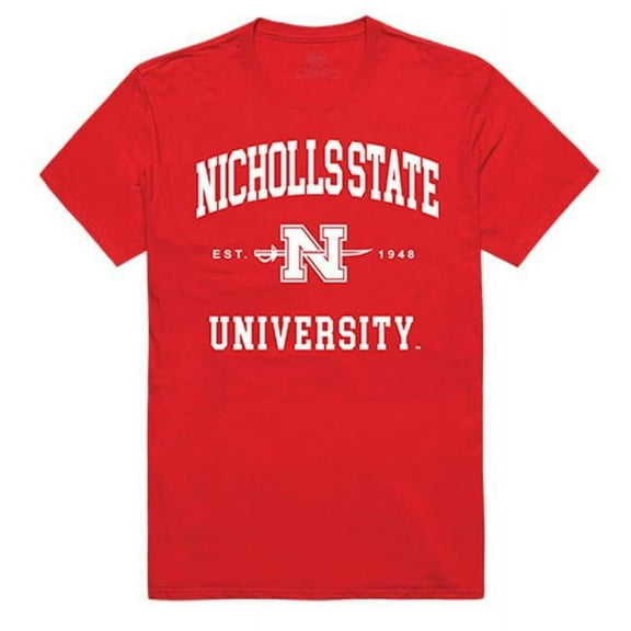 W Republic Apparel 526-138-RED-02 Nicholls State University Seal Tee Shirt for Men - Red, Medium