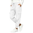 thumbnail image 5 of Ltctricy Cargo Pants for Women Drawstring Casual Jogger Pants Outdoor Elastic Waisted Hiking Pants with Pockets(White,X-Large), 5 of 7