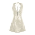 thumbnail image 4 of Womens Summer Dresses, Womens Faux Leather Mini Dress Sleeveless Deep V Neck Bodycon Dresses Trendy Y2K Streetwear Backless Short Dress, 4 of 7