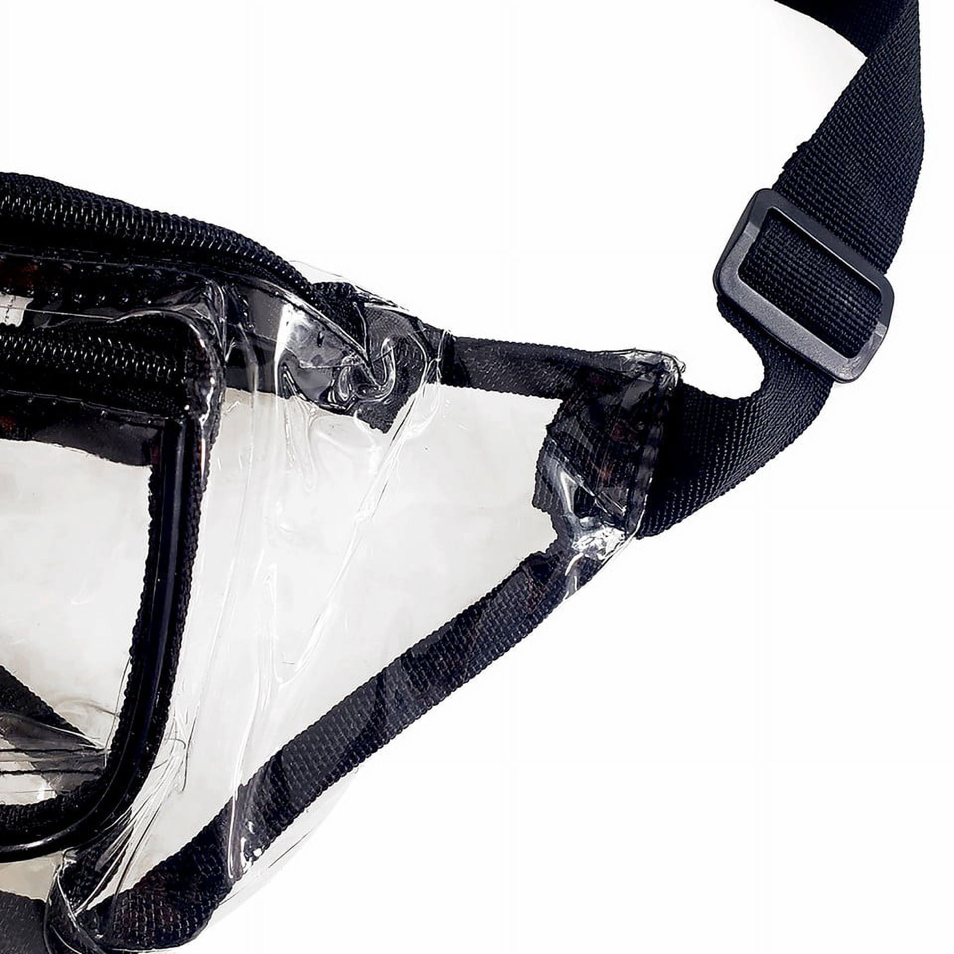 K-Cliffs Clear Anti-Theft 3-Zipper PVC Fanny Pack with Black Trim for Music Festivals & Raves Unisex All Ages
