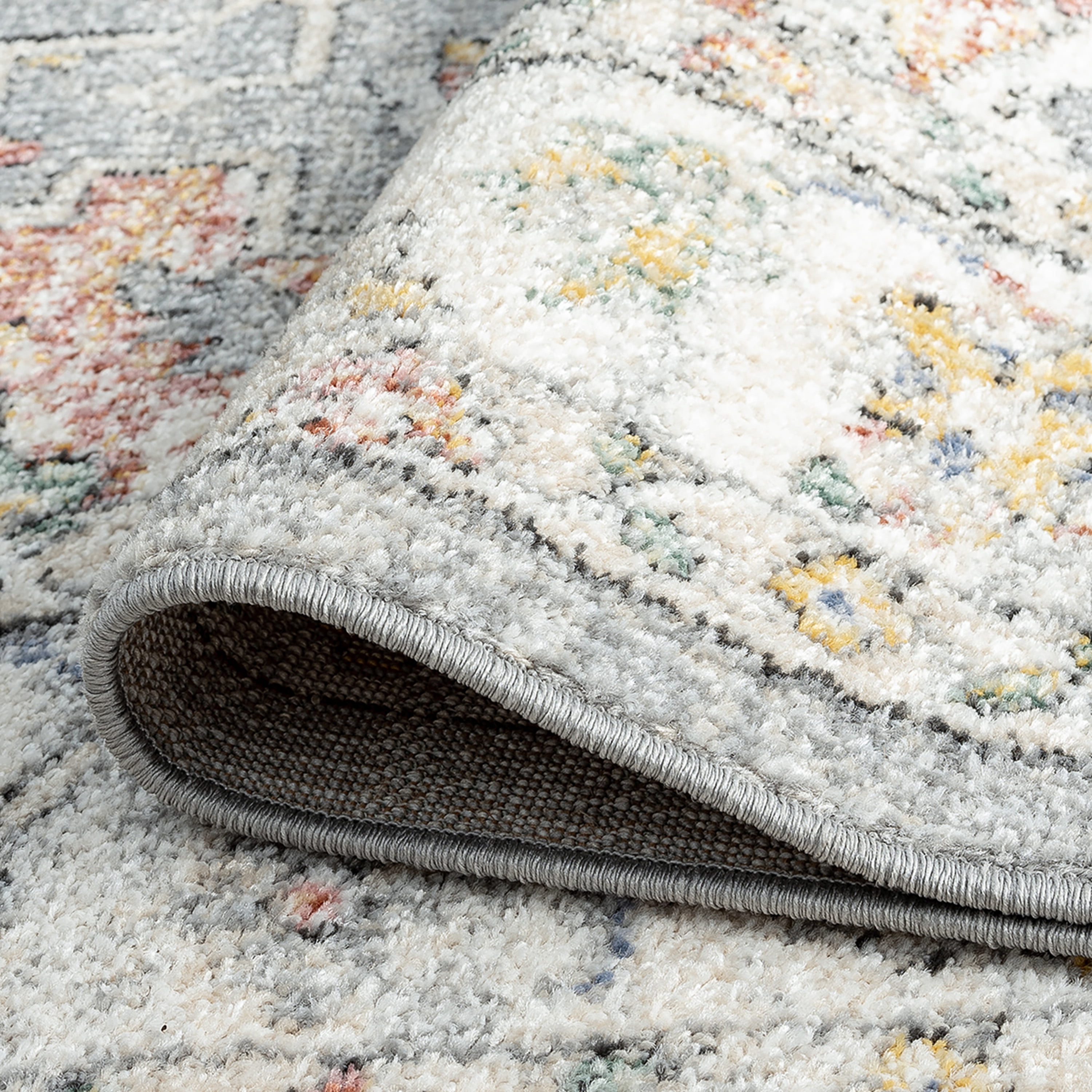 Addison Traditional 5' x 7' Rust and Blue Polypropylene Indoor Area Rug