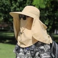 thumbnail image 2 of Domzest Mens Sun Hats UPF 50+ UV Protection Bucket Wide Brim Waterproof Hat with Adjustable Chin Strap & Detachable Neck Flap for Outdoor Khaki, 2 of 4
