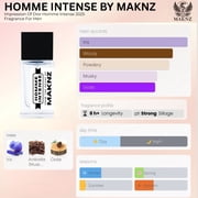 MAKNZ Homme Intense Eau de Parfum, Inspired by Homme Intense, Cologne for Men, 1.7 oz / 50ml – Iris, Woody, Powdery, Musky, Violet, Floral, Earthy