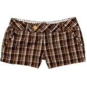 Angle View: Op - Juniors' Extended-Tab Plaid Mini Shorts