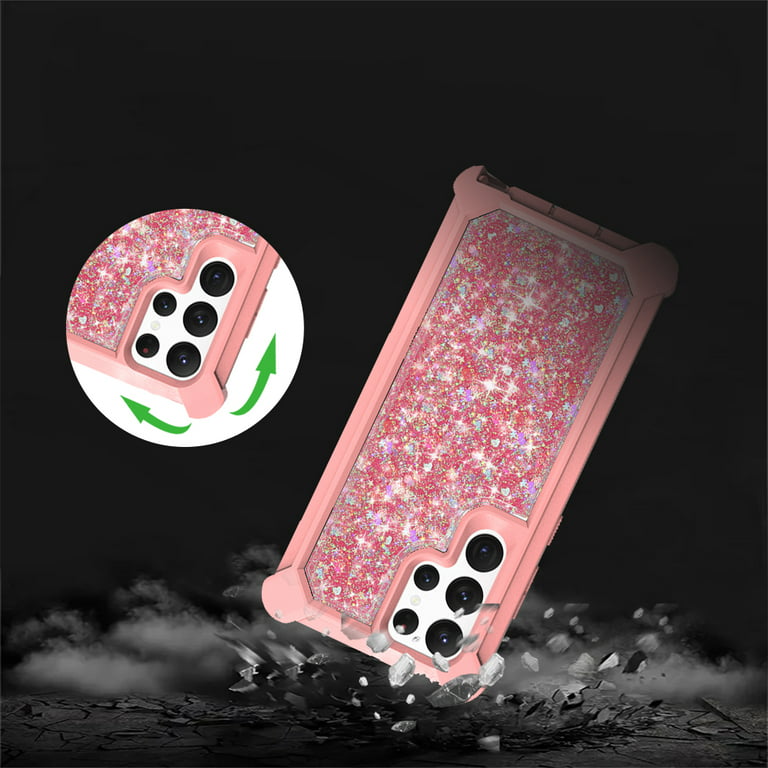 Caka Compatible for iPhone 14 Case, iPhone 13 Case Glitter for Women Girls  with Screen Protector Bling Sparkle Liquid Flowing Quicksand Clear Case for
