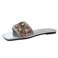 thumbnail image 1 of Sandalias planas con joyas y purpurina de punta cuadrada Slide On, 1 of 6