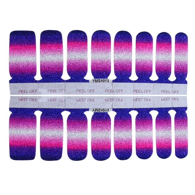 Nail Stickers Glitter Gradient Color Full Wraps Polish Stickers Decal Strips Self-Ashesive Nail Sticker Sets For Women Girls