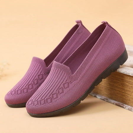 Breathable Orthopedic Shoes for Women Hands- Slip-On Shoes Round Toe Cute Bow Trim Ballet Flats Single Flat Shoes  7 Wide Christmas Halloween Gift