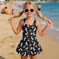 thumbnail image 3 of Tutolipy Bathing Suit, Unicorns and Donuts Fantasy Girls One Piece Swimsuit, Swim Dress Cross Shoulder Strap Design Beach Swimwear for Pool Party Size 6-7 Years, 3 of 8